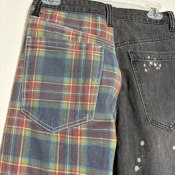 Too Punk, Current Mood by Dolls Kill Multicolor Plaid and Black Splattered Jeans - Picture 4 of 12